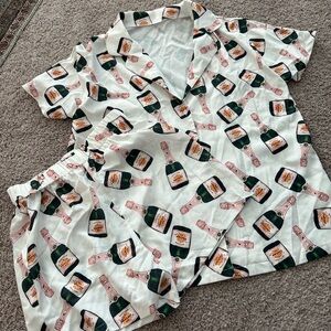 Women’s Champaign PJ Set Shirt & Shorts
Size S Elastic Waist Oversized Top